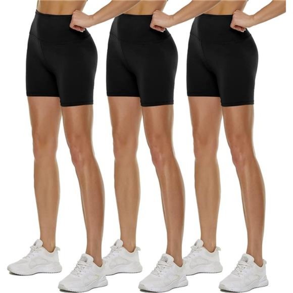 3 Pack High Waisted Biker Shorts for Women 5" Buttery Black Workout Yoga Sports - Picture 1 of 5